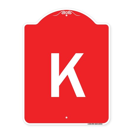 Signmission Designer Series Sign-Sign W/ Letter K, Red & White Aluminum Sign, 18" x 24", RW-1824-22944 A-DES-RW-1824-22944
